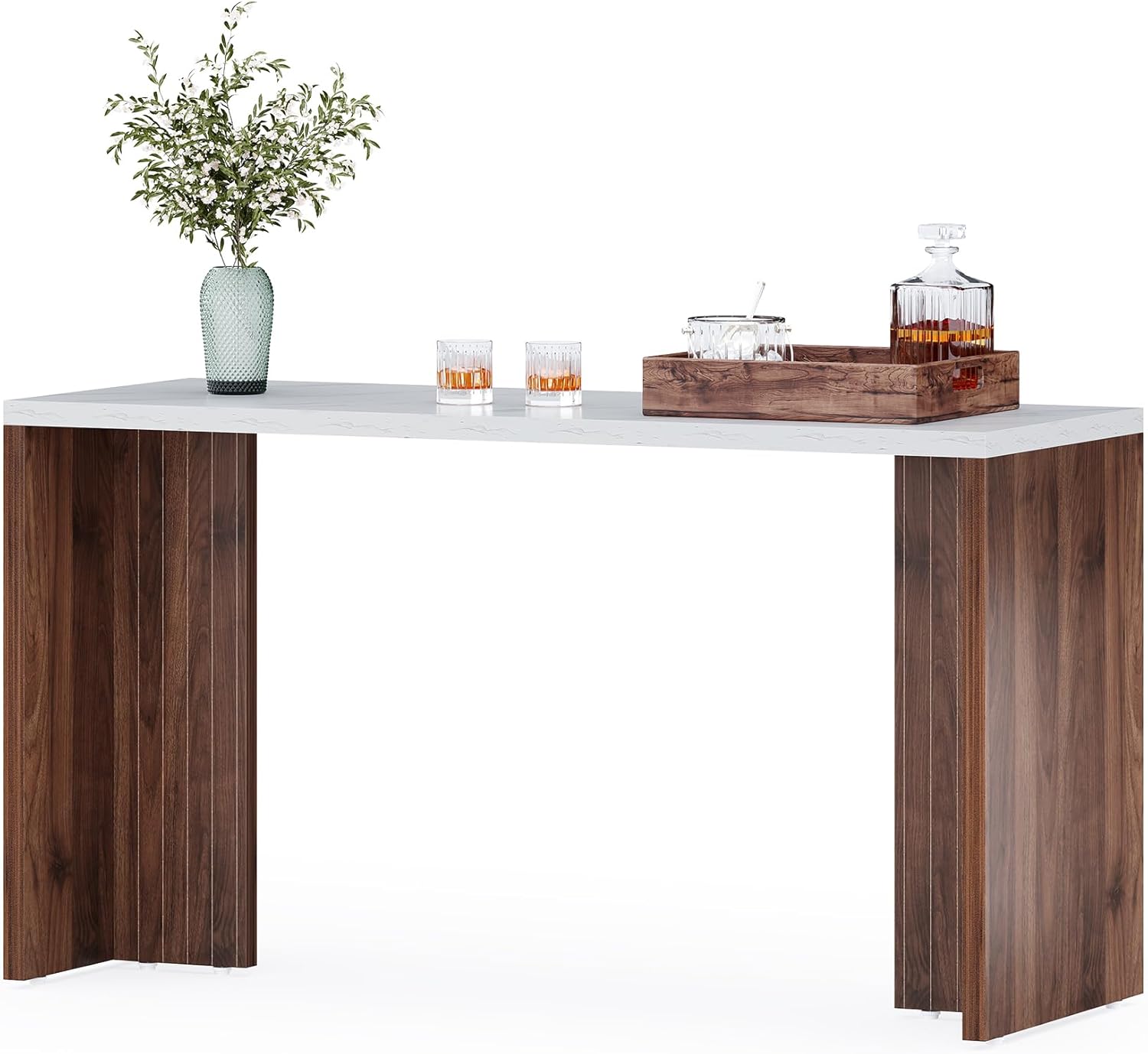 55" Home Bar Table with a Faux Marble Finished Tabletop